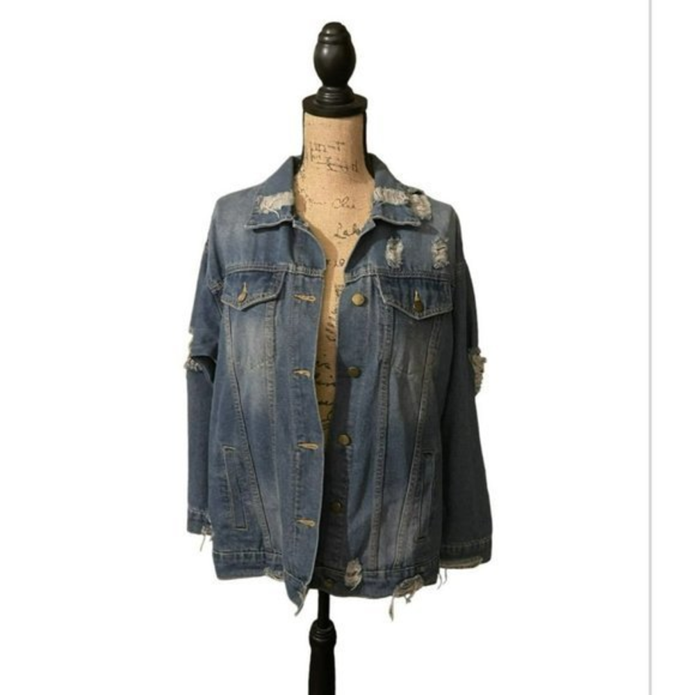 Oversized‎ Distressed Jean Jacket